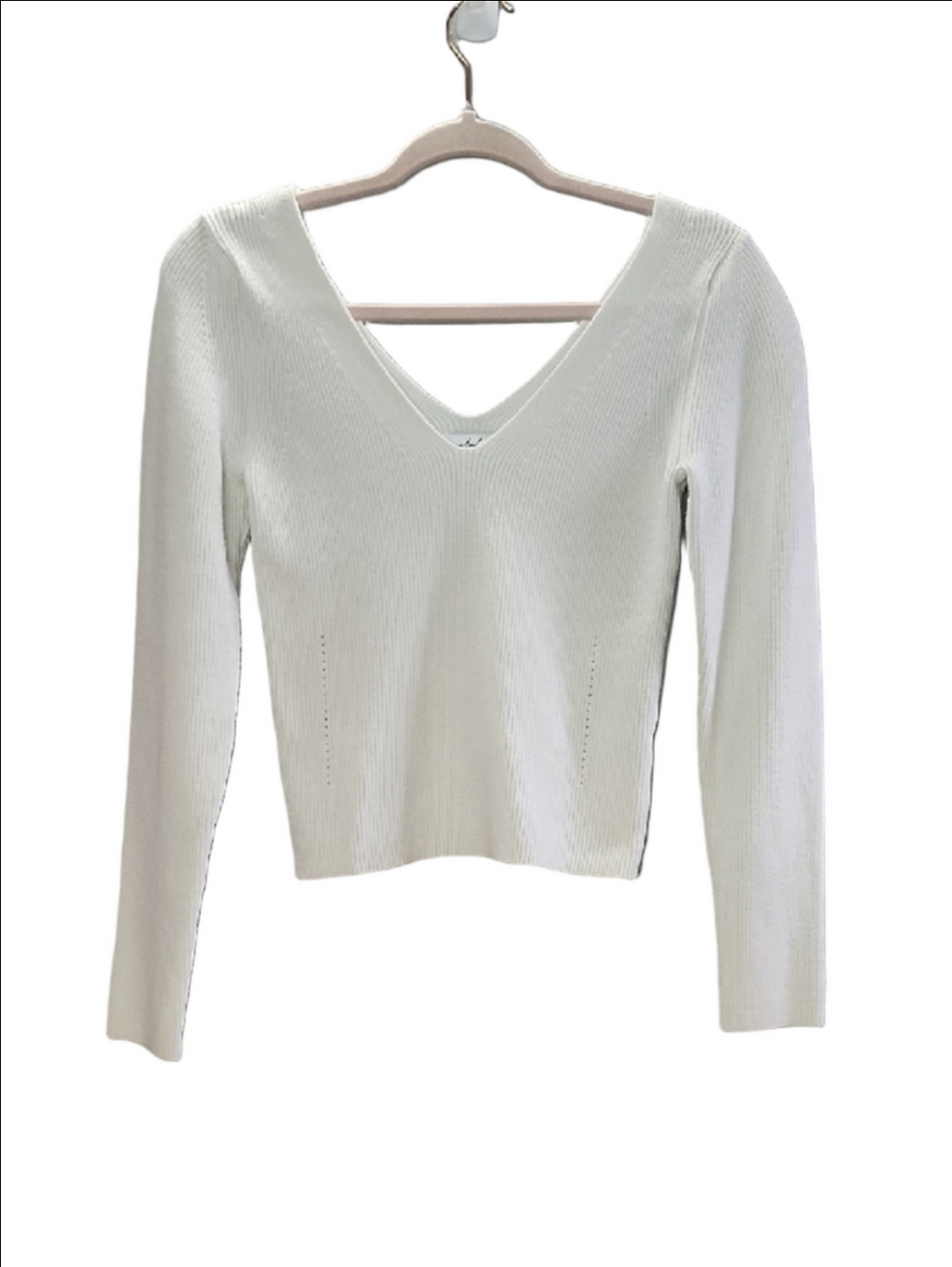 PETAL & PUP White  ribbed large V-Neck Knit Top